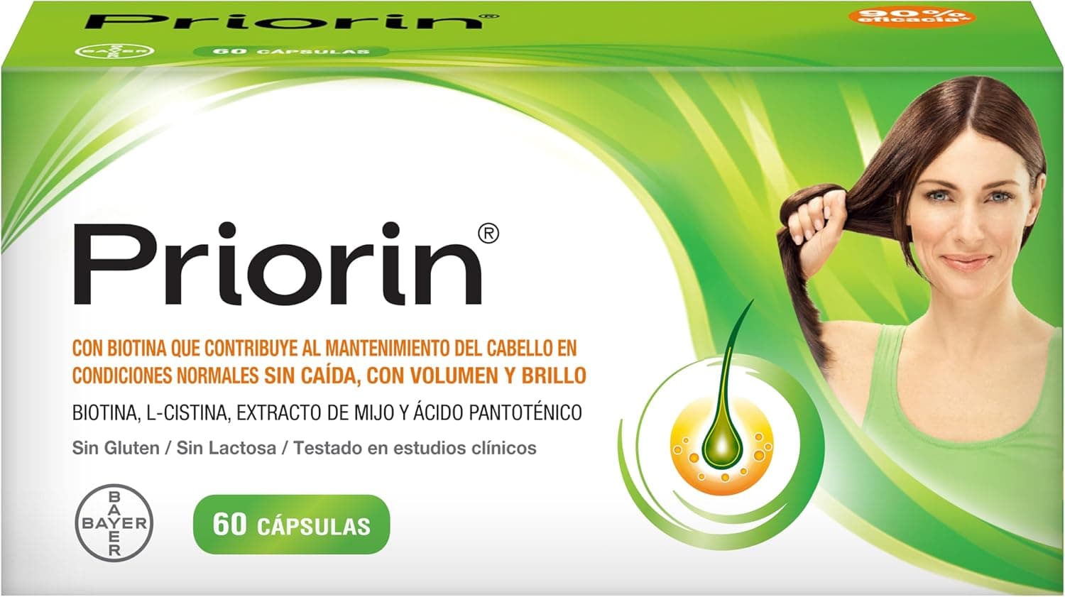Priorin® 60 Cápsulas. Cabello sano, sin caida, con volumen y brillo