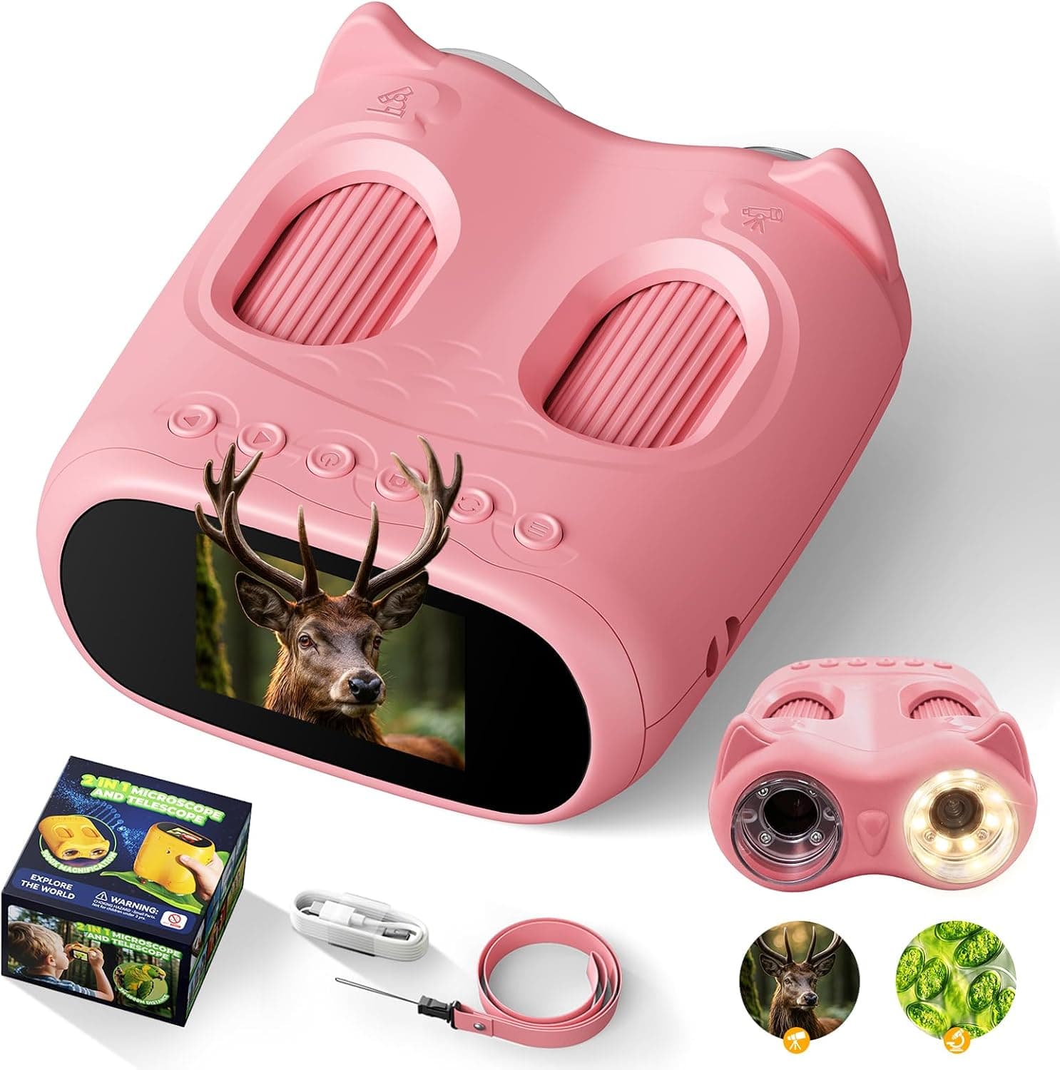 ARNSSIEN Microscopio para niños 2en1 Telescopio 1000x Stem Digital Portátil