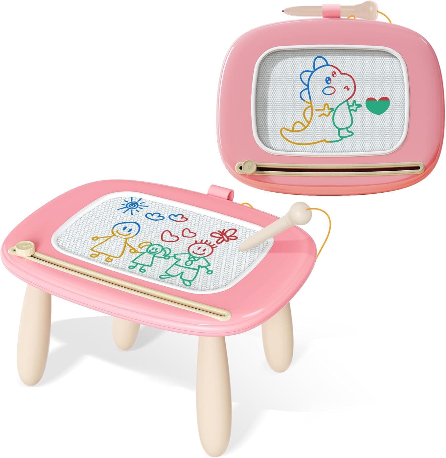 Kikidex Juguetes para niños pequeños de 1 a 3 años,Pizarra mágicas magnética,Juguetes para niñas,Pizarra mágicas para Pintar,Juguetes educativos para bebés y niños,Regalo de cumpleaños (Rosa)