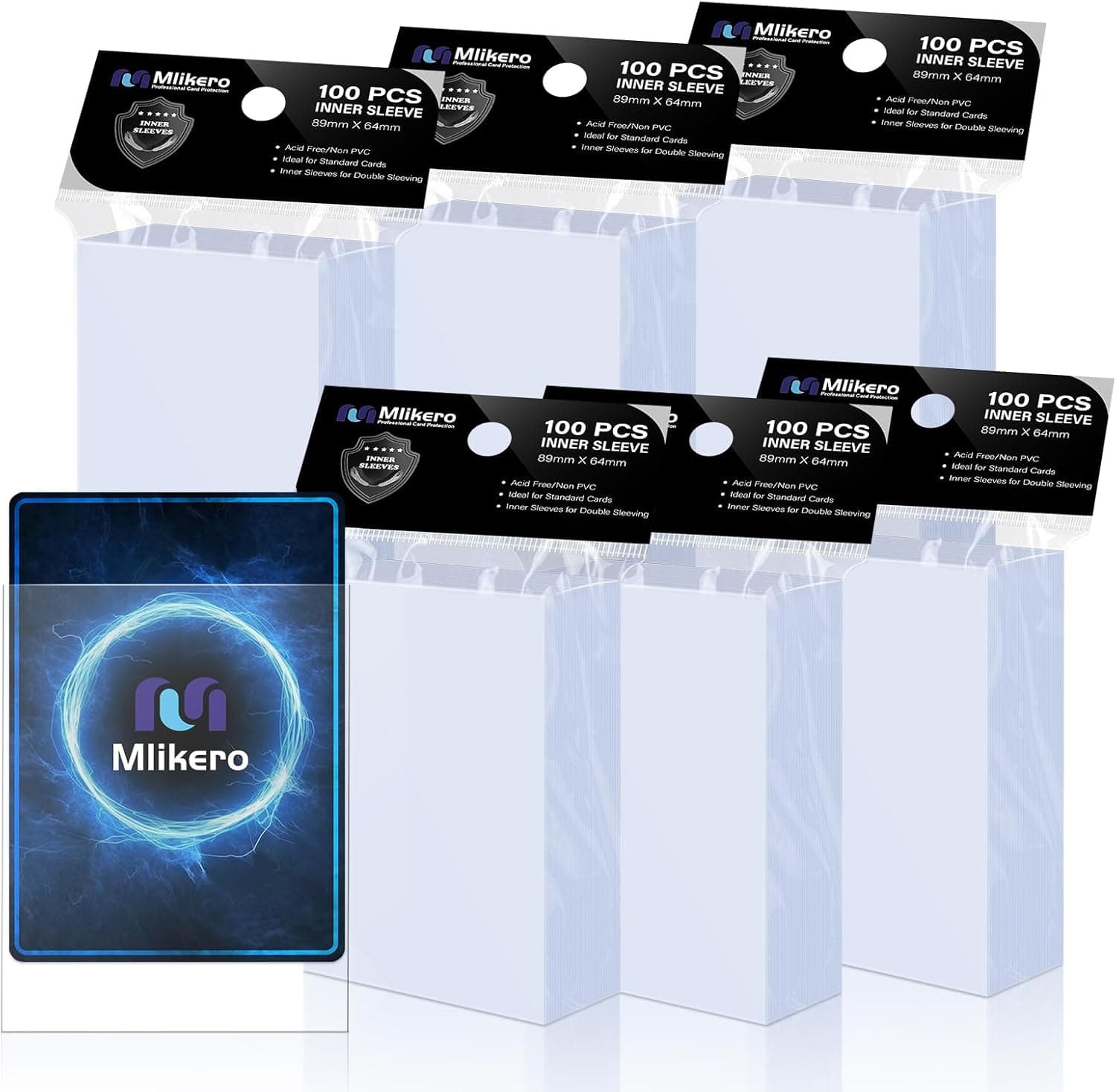 Mlikero 600 Paquete de Fundas Cartas, Perfect Fit Inner Card Sleeves, Funda Cartas para Cartas de Comercio, Cartas de Deportes