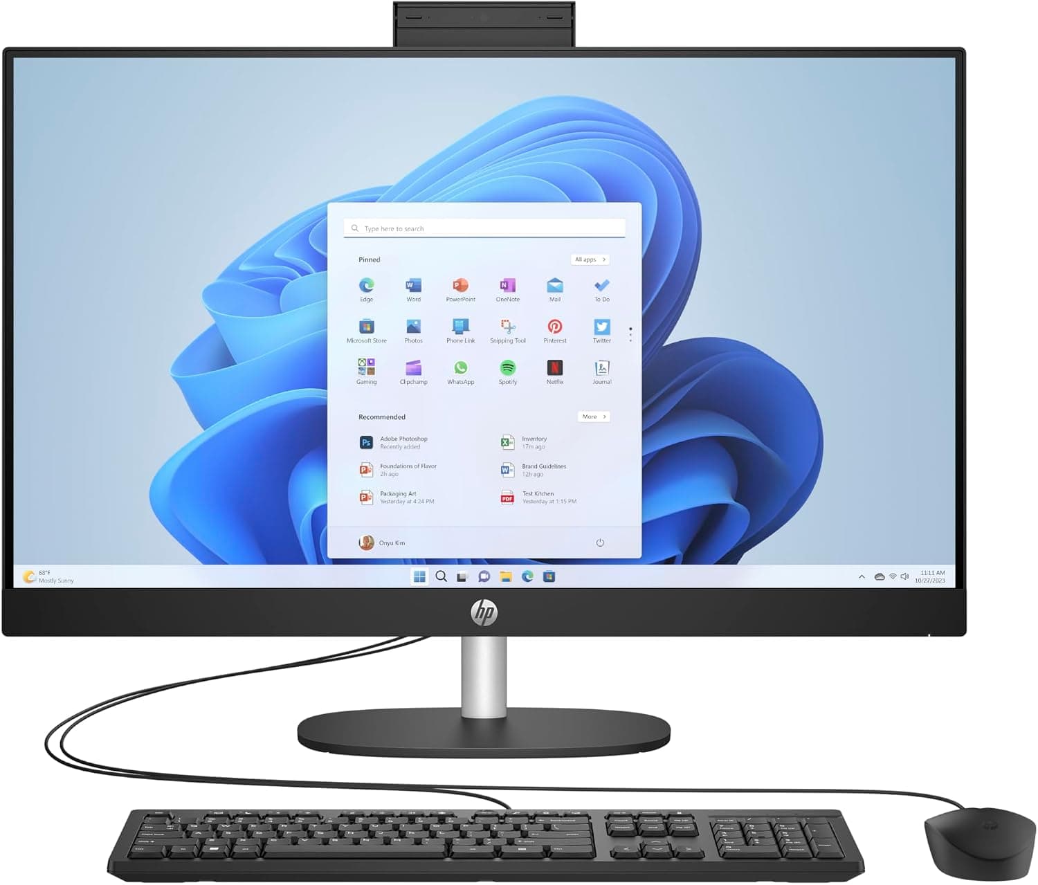 HP All-in-One 24-cr0101ns - Ordenador de sobremesa de 23,8" FHD (Intel Core i3-N300, 8GB RAM, 512GB SSD, Intel UHD Graphics, Windows) Black - Teclado QWERTY Español