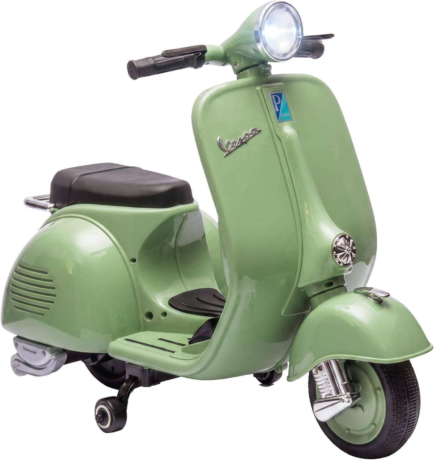 AIYAPLAY Moto Eléctrica para Niños Licencia Vespa 6V Arranque Suave Verde