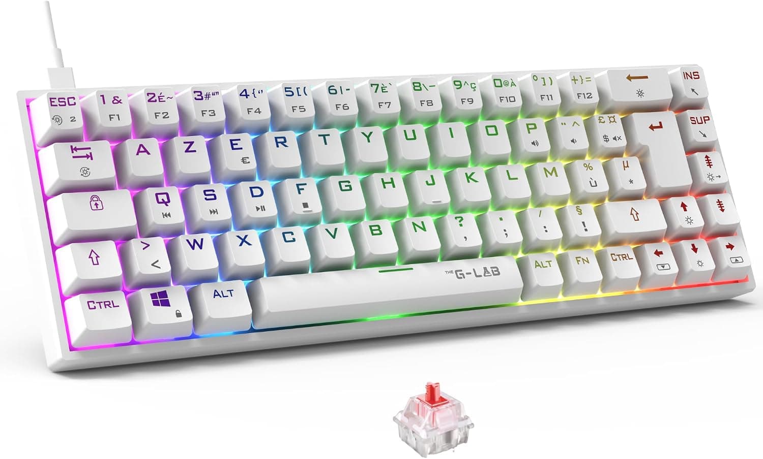 The G-Lab Keyz Titanium - Teclado Mecánico Gaming 65% Blanco QWERTY ES