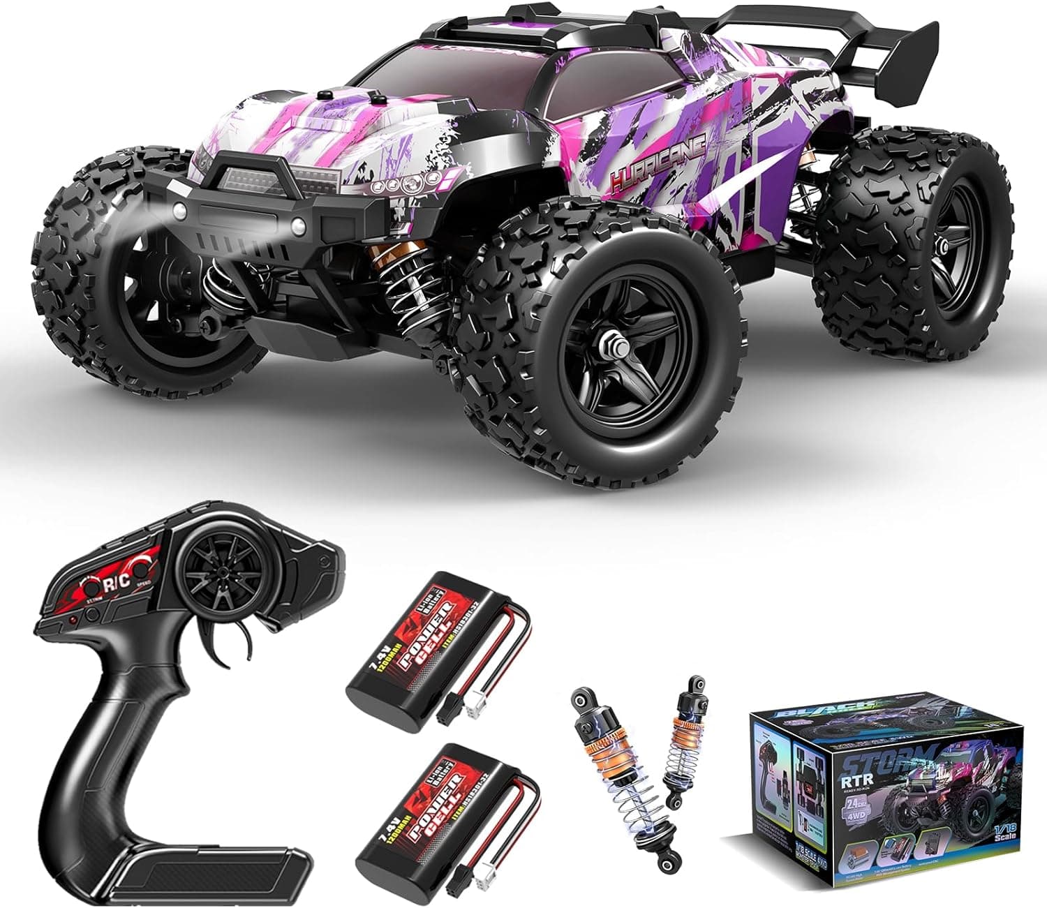 Coche Teledirigido Rosa para Niñas, 1:18 Coche RC 4x4 40 km/h Off-Road, Incluye 2 Baterías Recargables, Regalo Ideal para Niñas de 8 a 13 Años