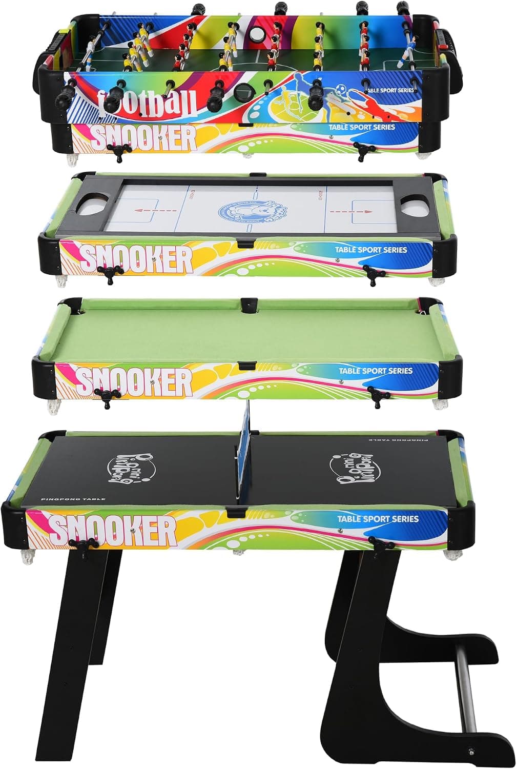HOMCOM Mini Mesa Multi Juegos Plegable 4 en 1 con Futbolín 86,5x43,5x64 cm