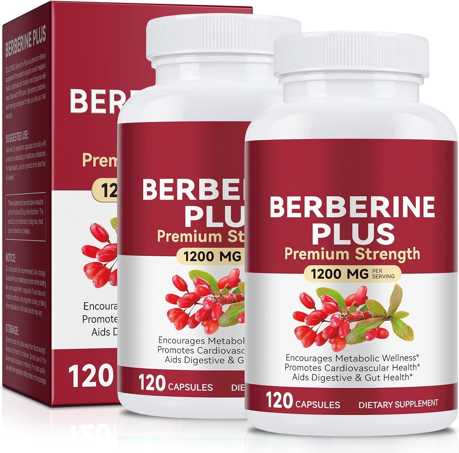 Berberina Plus 1200mg - Fórmula de Alta Absorción - 60 Días de Suministro (240 PCS)