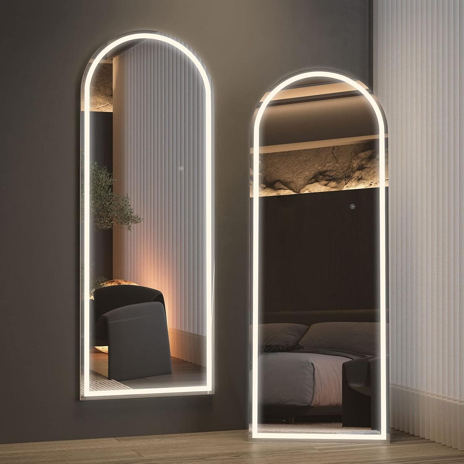 Espejo LED de Cuerpo Completo con luz, Iluminado, para vestidor, vanidad, Dormitorio, atenuación y 3 Modos