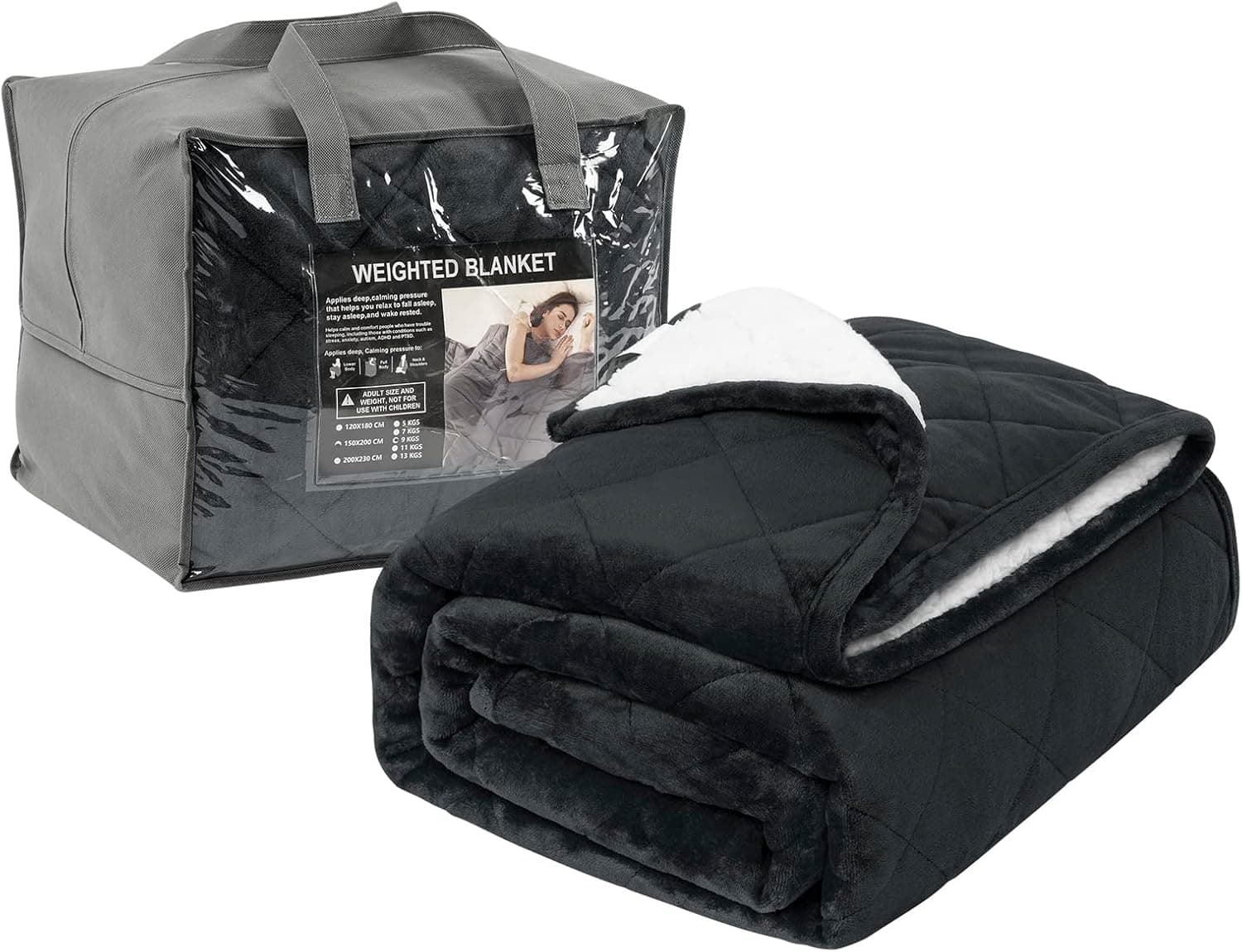WOLTU Manta Pesada para Adultos 7kg, 135x200cm, Antracita