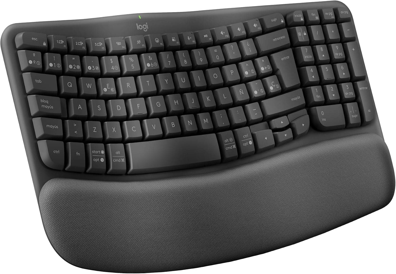 Logitech Wave Keys, Teclado ergonómico inalámbrico (Grafito)