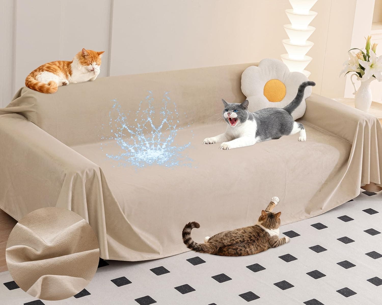 Loiion Funda Antiarañazos Gatos Impermeable Antideslizante Café 300x180cm
