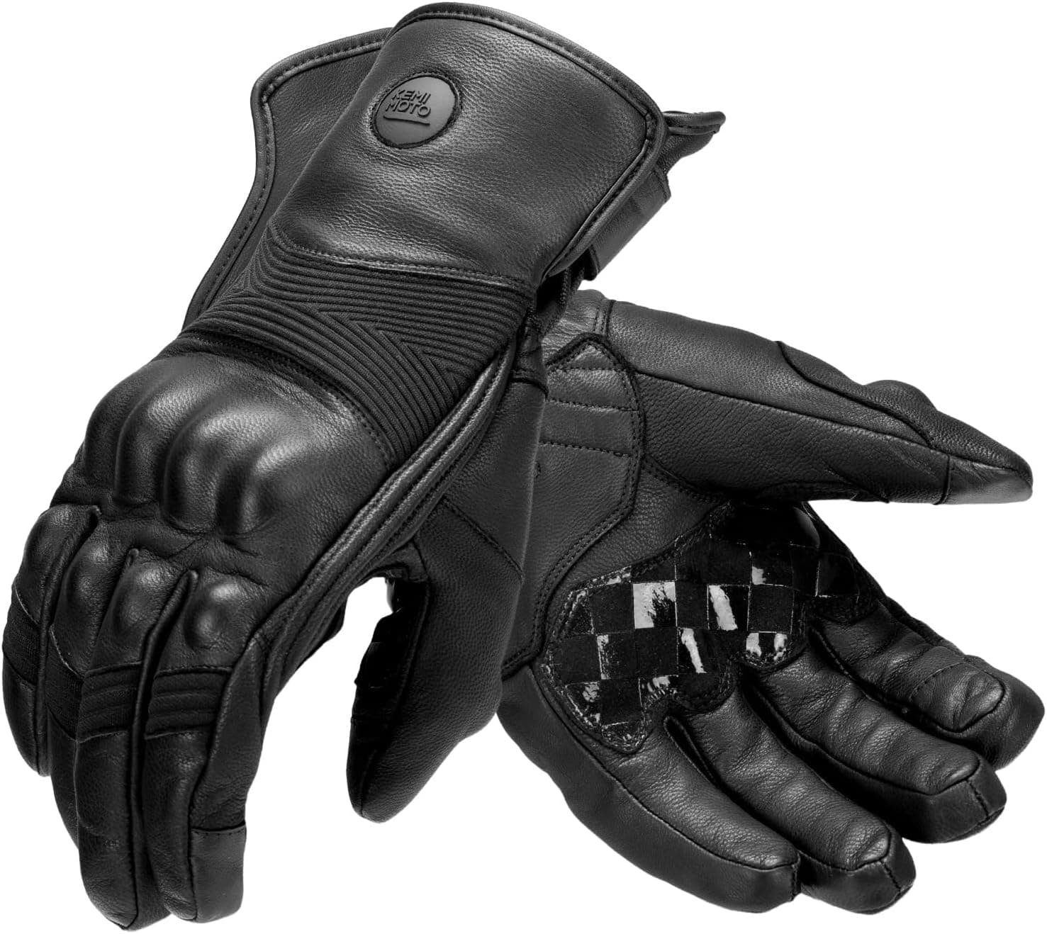 KEMIMOTO Guantes Moto Invierno Piel, Membrana Impermeable, Antideslizante