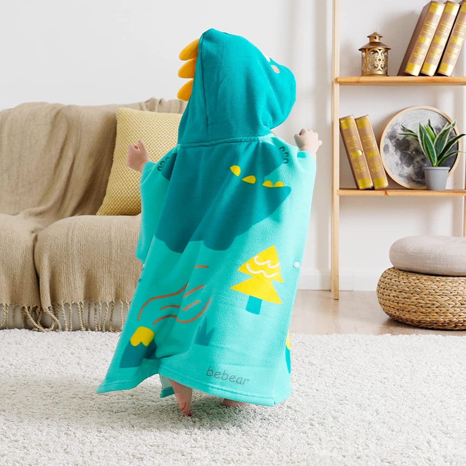 Bebamour Toallas con Capucha para bebés Toalla con Capucha con Capucha para niños Niñas Toalla con Capucha Absorbente para niños pequeños de 25 x 23 Pulgadas, 0-6 años, Dinosaurio Verde