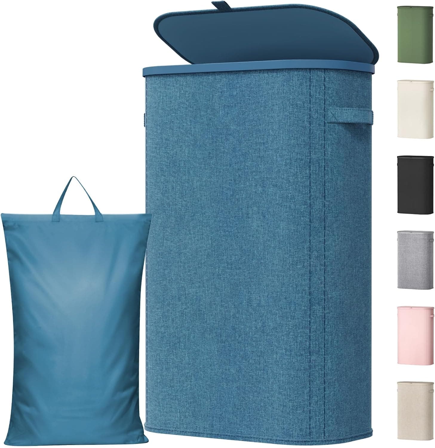Lifewit Cesto Ropa Sucia, Cesta Ropa Plegable con Bolsa Extraíble y Asa, Cubo Ropa Sucia con Tapa, Laundry Basket para Dormitorio, Baño, Lavandería, Dormitorio, 65 L, Azul