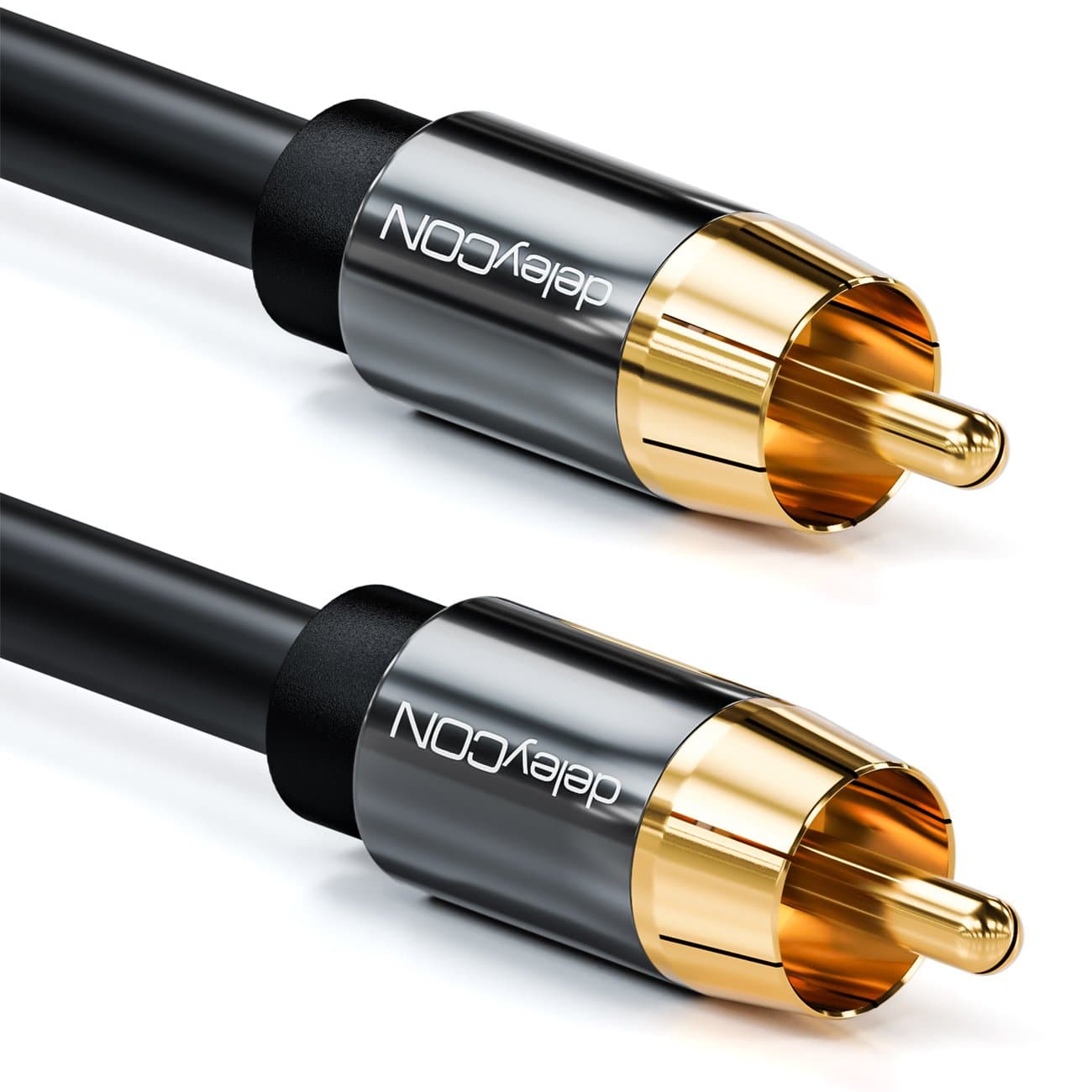 deleyCON 5m Cable Subwoofer - Cinch RCA Coaxial Digital - Conectores Dorados - Línea Audio - Subwoofer Receptor AV Amplificador Cine en Casa