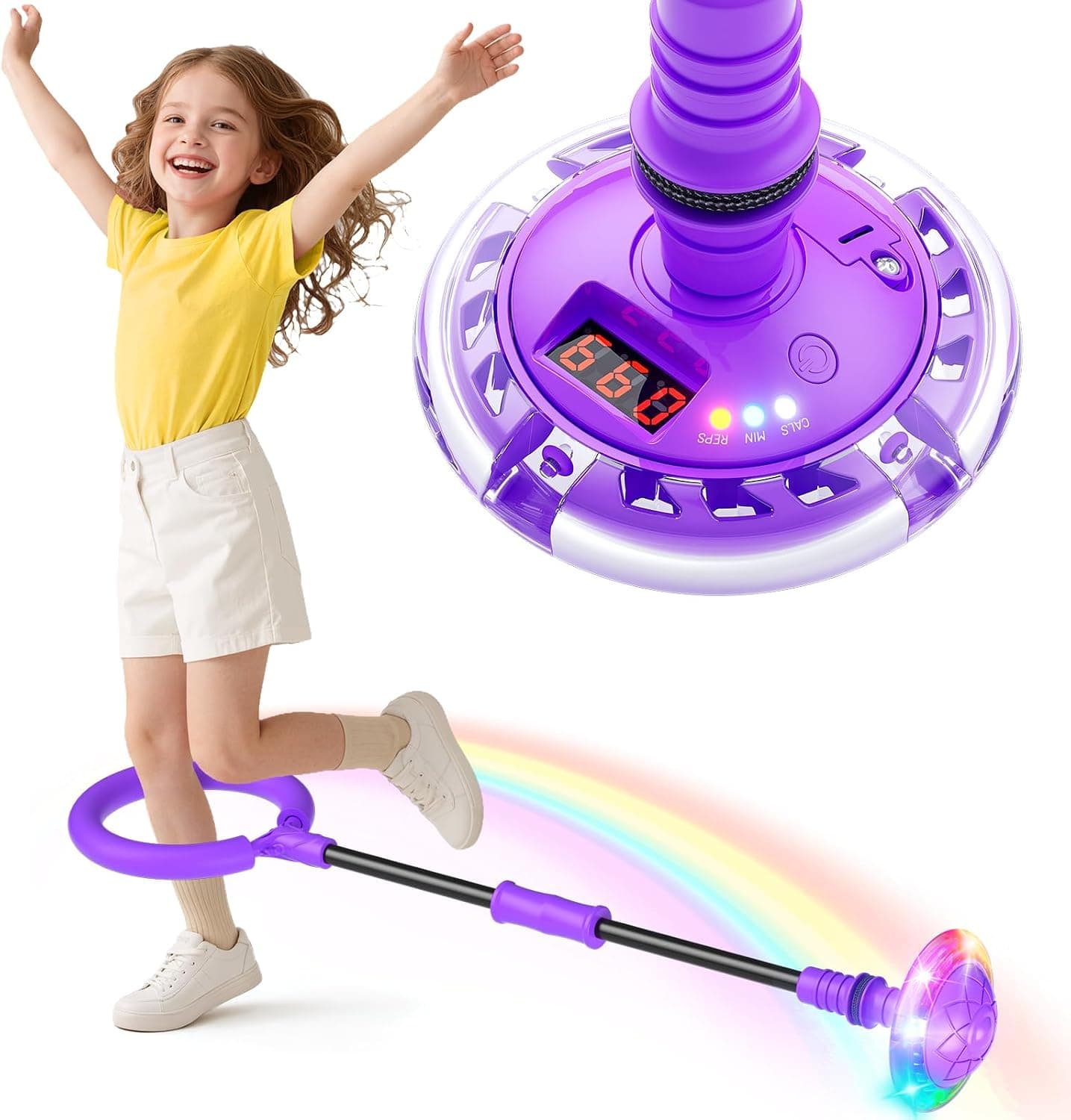 Bola de Salto con Luz Niñas, Regalo Juguete Niñas 5 6 7 8 9 Años (Púrpura)