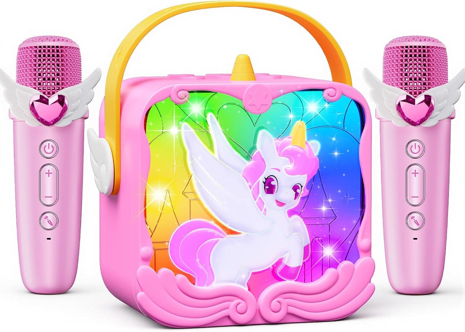 Juguetes Niña 3 4 5-10+ Años,Unicornios Karaoke Infantil 2 Microfonos Inalambricos Mit LED-Lichteffekten Regalo Niñas 3-10 Años Micrófono Karaoke Infantil Musical Fiesta Cumpleaños Regalos de Pascua