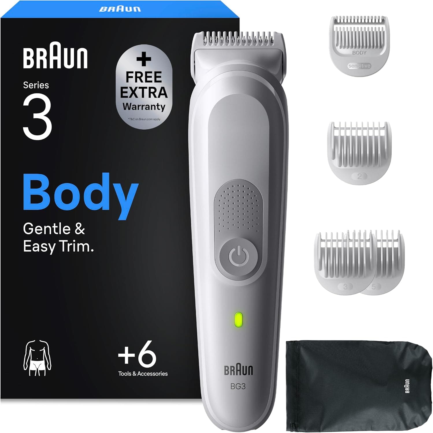 Braun Recortadora Corporal Hombre Series 3, BG3575, Gris