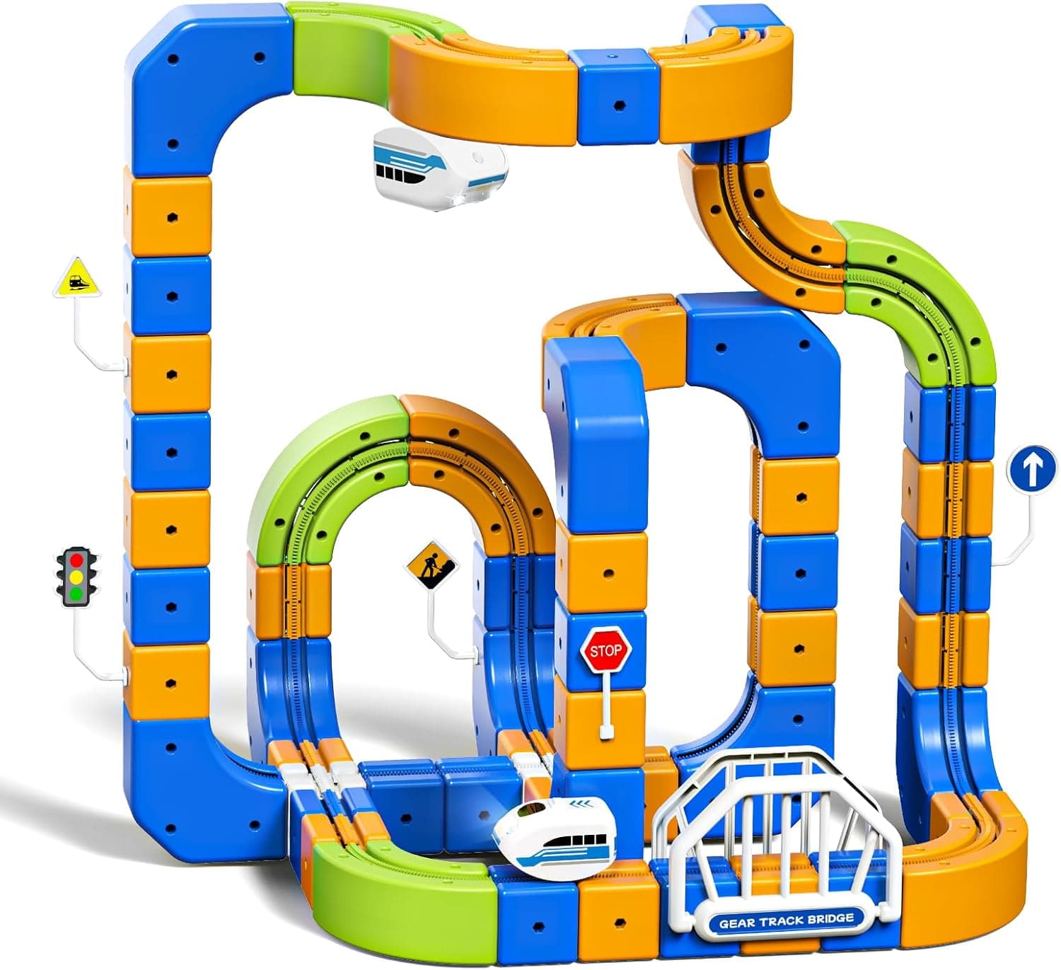 Tren Eléctrico Niños 3 4 5 6 7 8 9 10 Años, 225 Piezas, 80 Vías, 2 Trenes