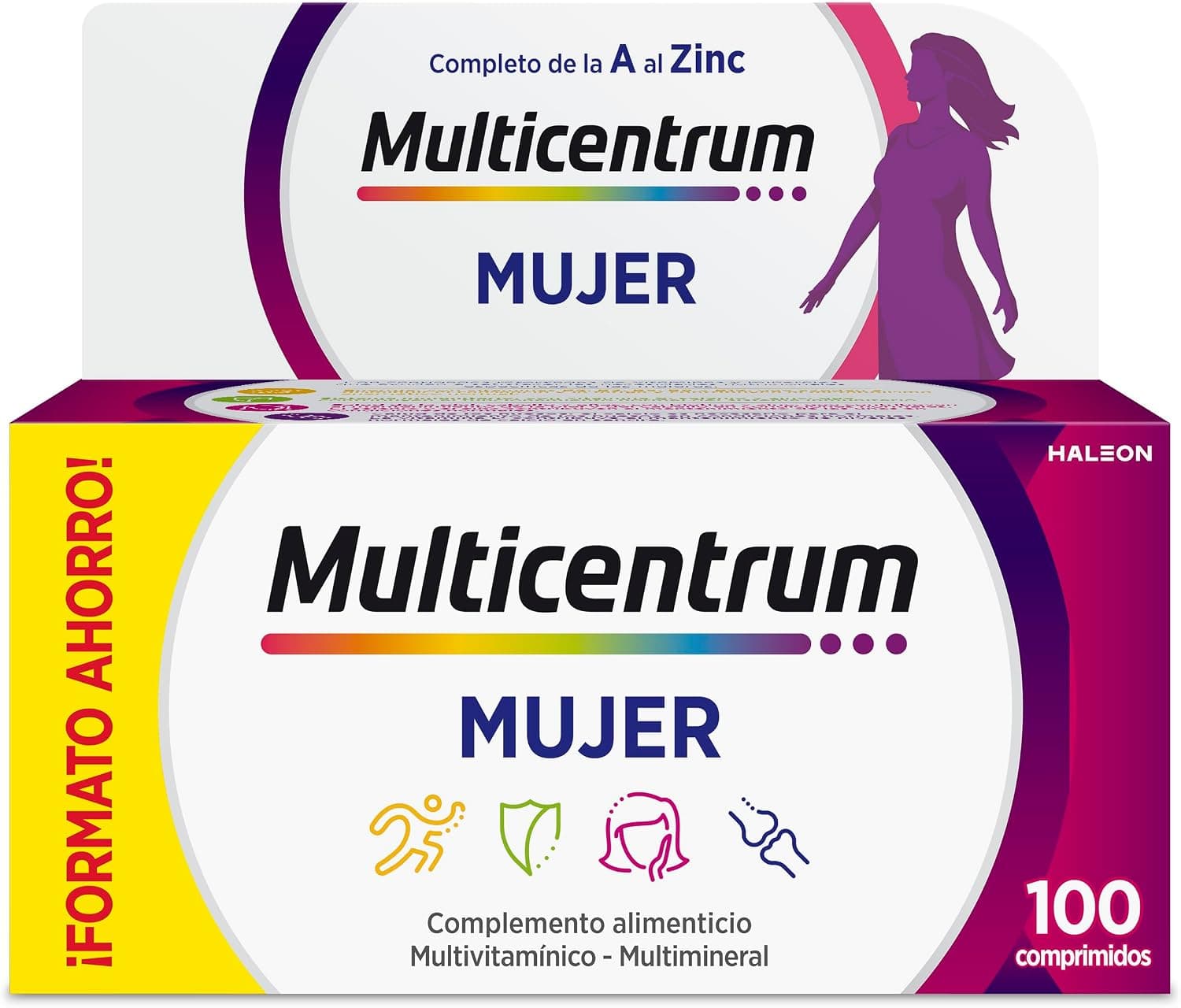 Multicentrum Mujer Multivitamínico Multimineral Sin Gluten, 100 Comprimidos
