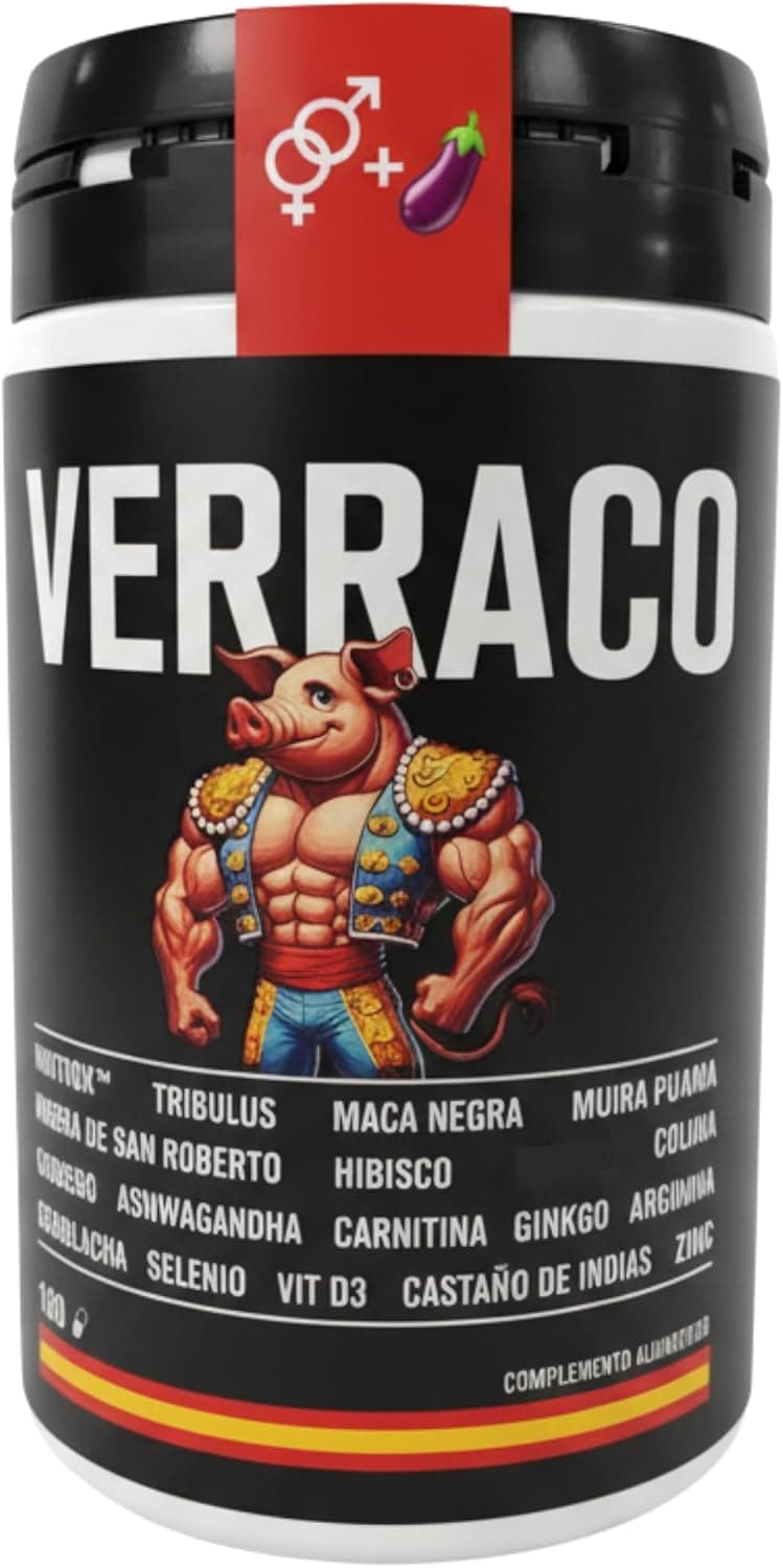 DIETETICA EUROPEA - VERRACO potenciador masculino | Fórmula Vasodilatadora para el Flujo Sanguíneo y la Vitalidad Masculina | Ginseng Maca Arginina Remolacha Zinc Selenio - FABRICADO EN ESPAÑA