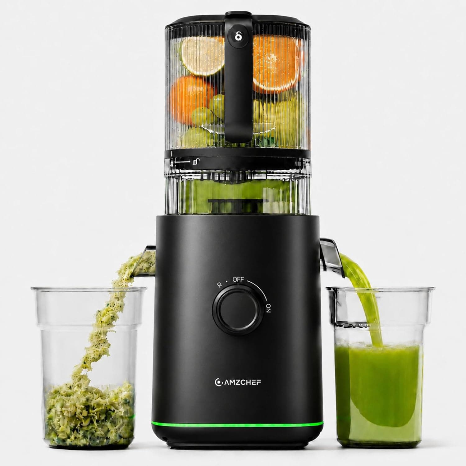 AMZCHEF Extractor de Zumos Prensado en Frío 600W, Licuadora con Boca 155 mm