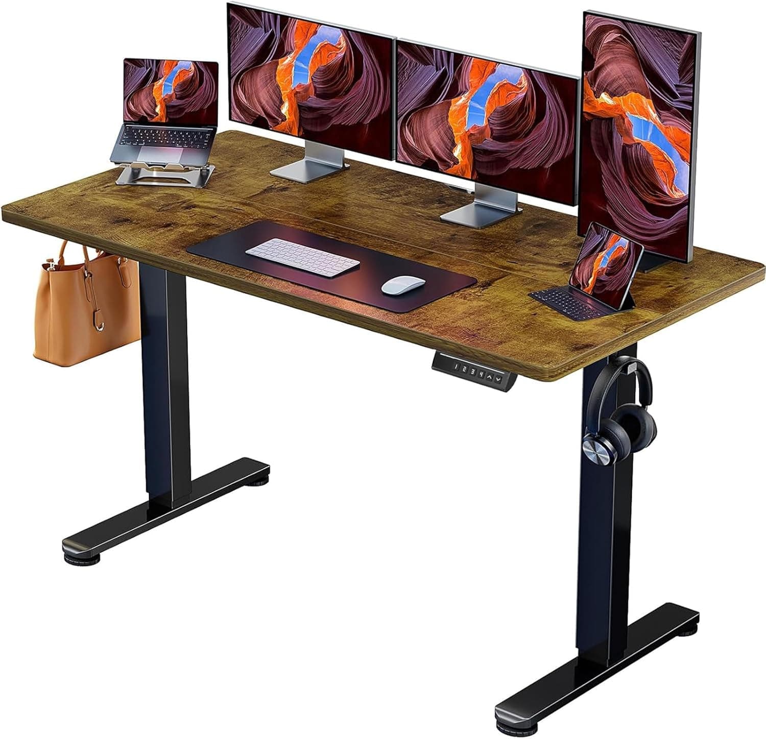 ErGear Escritorio Elevable Eléctrico, 140x70cm, Marrón