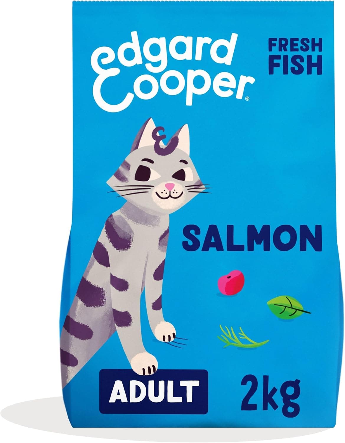 Edgard & Cooper Comida Gatos Adultos, (Salmón, 2kg), Comida para Gatos Esterilizados y Activos, Sin Cereales, Ingredientes Naturales, Carne Fresca, Hipoalergénico, Sin azúcares añadidos