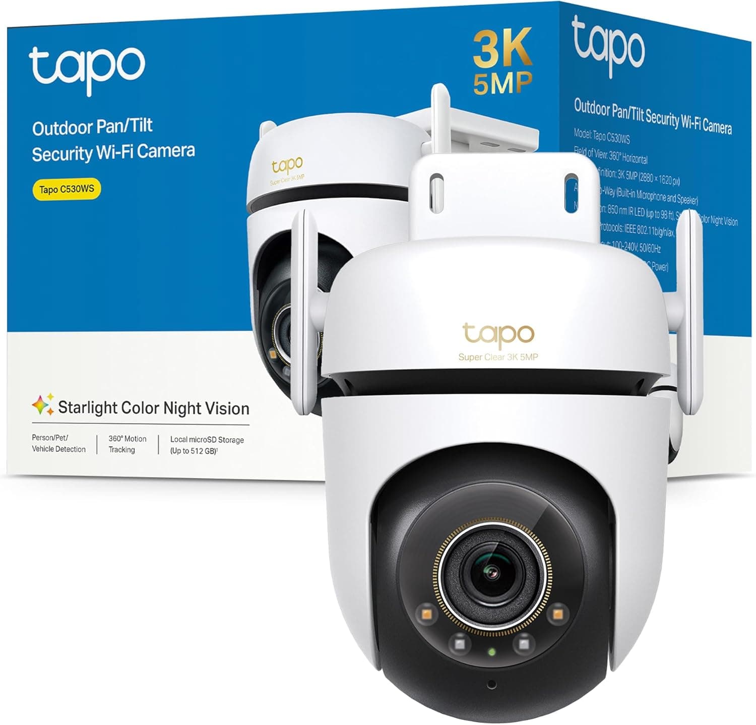 Tapo C530WS - Cámara de Vigilancia WiFi Exterior 360º, 3K 5MP, Detección IA