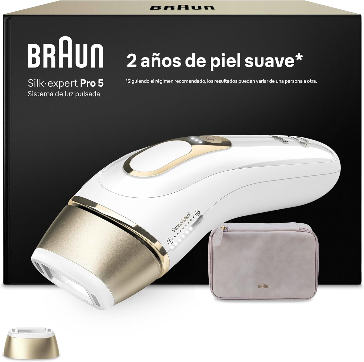 Braun Depiladora Luz Pulsada Silk·expert Pro 5, PL5100, Blanco/Oro
