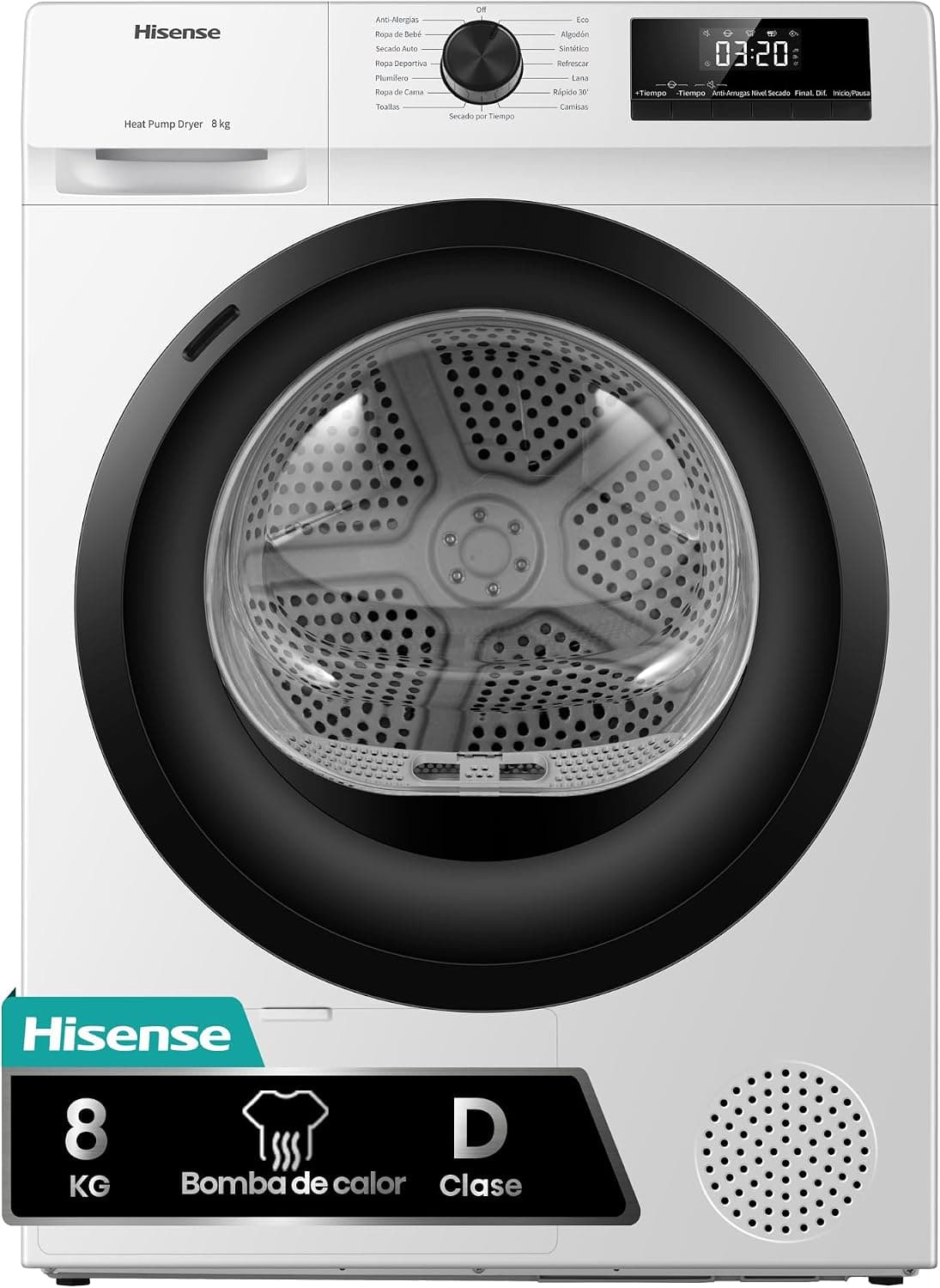 Hisense DHQE800BW2 - Secadora, Libre Instalación, 8Kg Fondo 55cm