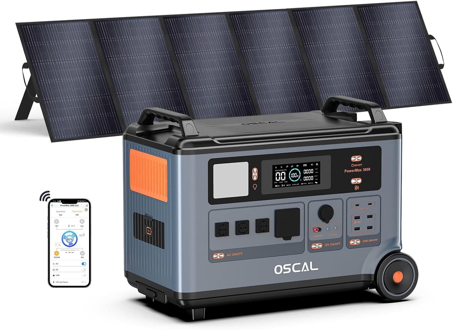 3600W 3600Wh Generador Solar con Panel 500W, PowerMax 3600SE