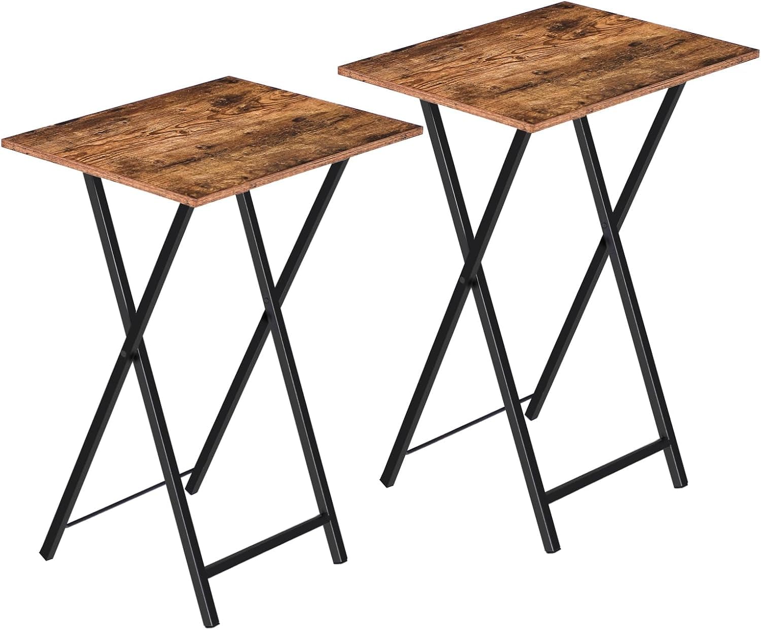 HOOBRO Plegable Mesa Auxiliar de 2, Mesa Lateral para Sofá, Escritorio Pequeño para Portátil, pequeño Plegable Mesa de TV, Fácil Almacenamiento Estructura, Marrón Rústico y Negro EBF25BZ01