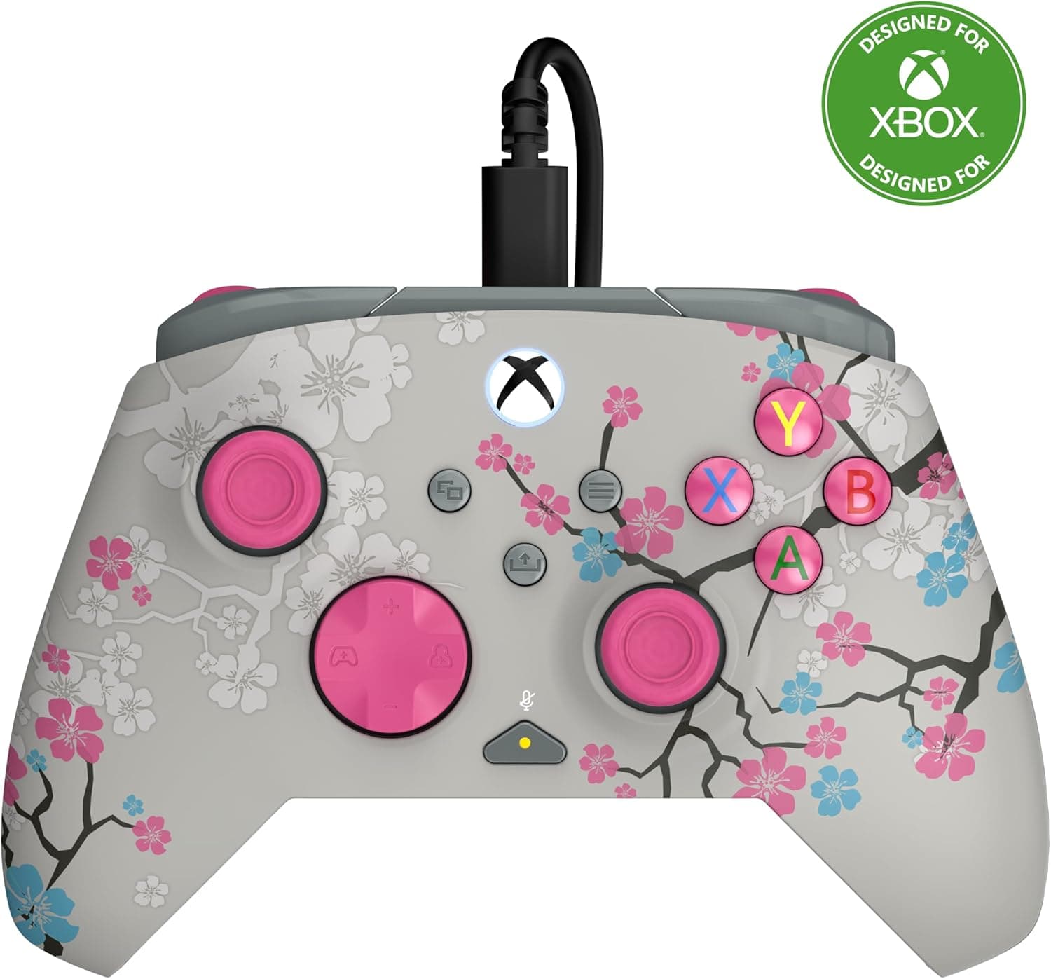 Turtle Beach Rematch Advanced Brillo Cherry Blossom Mando de juego con cable. Con licencia para Xbox con botones reemplazables, gatillos ultracortos y controles de Audio