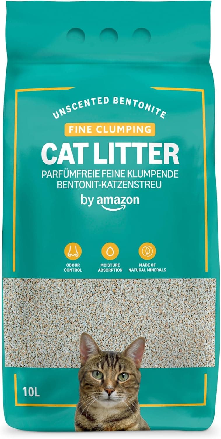 by Amazon Arenero Aglomerante Fino sin Perfume para Gatos, 10L (Paquete de 1)