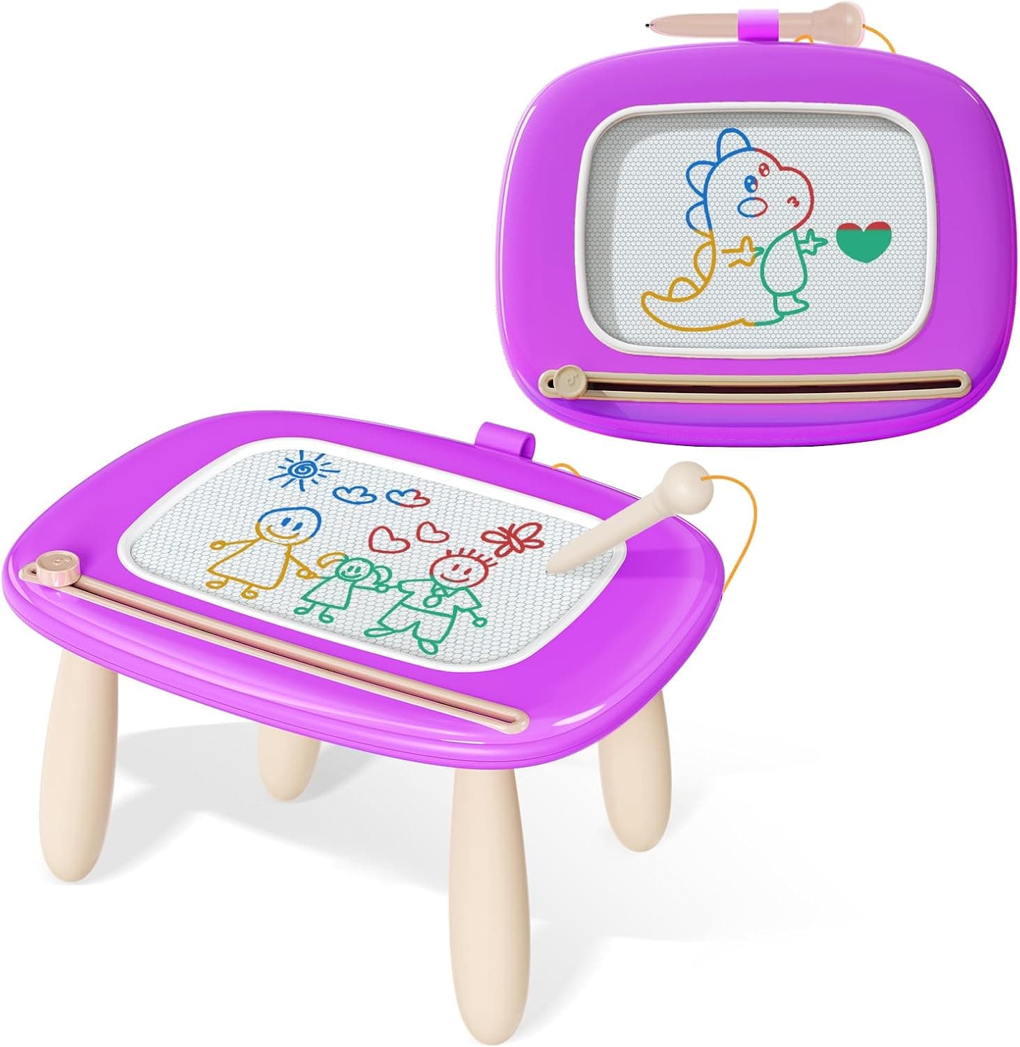 Kikidex Juguetes para niños pequeños de 1 a 3 años,pizarra mágicas magnética,juguetes para niñas,pizarra mágicas para pintar,juguetes educativos para bebés y niños,regalo de cumpleaños (Violeta)