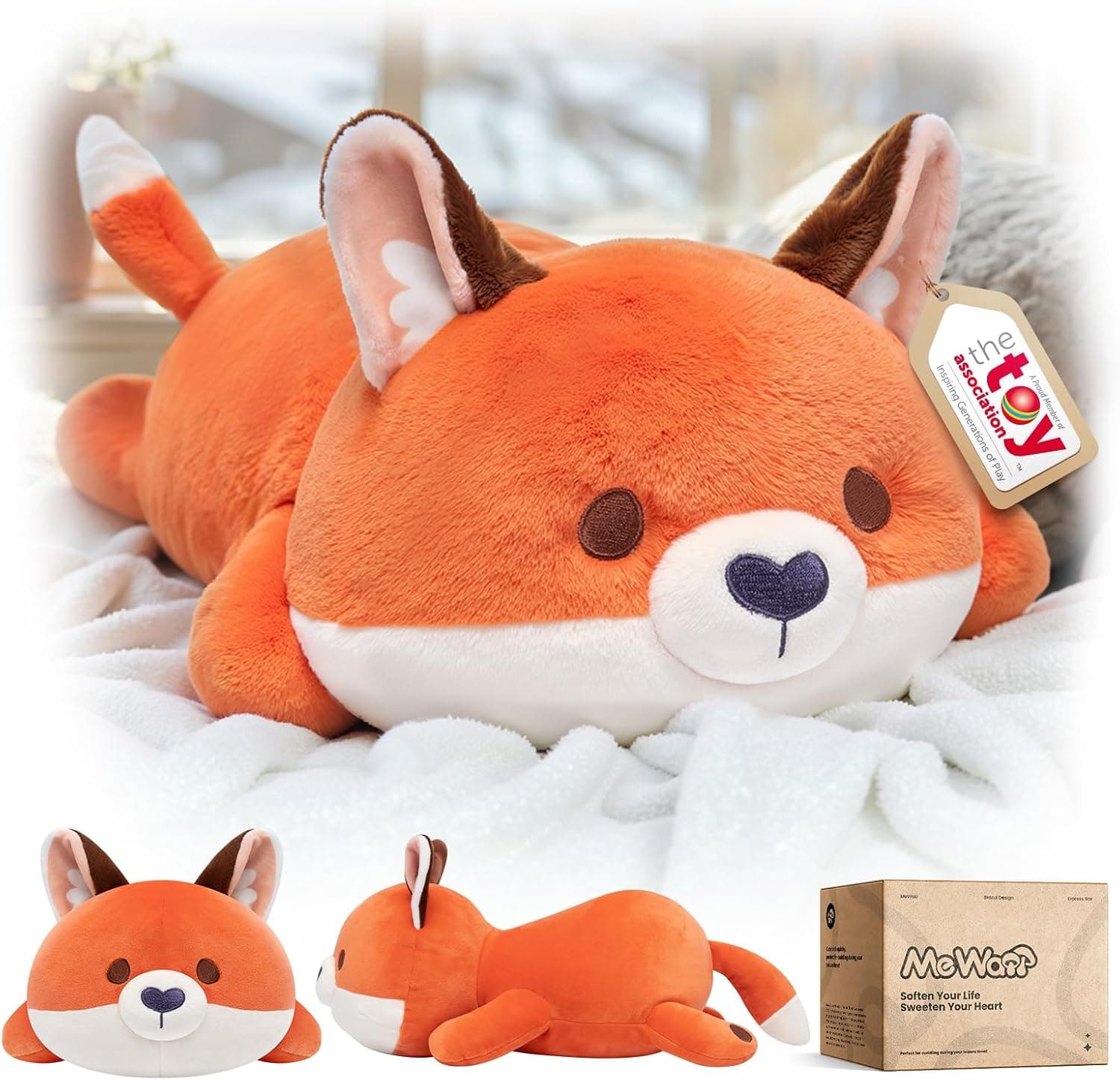 Mewaii Peluche Zorro Naranja Kawaii, 33 cm