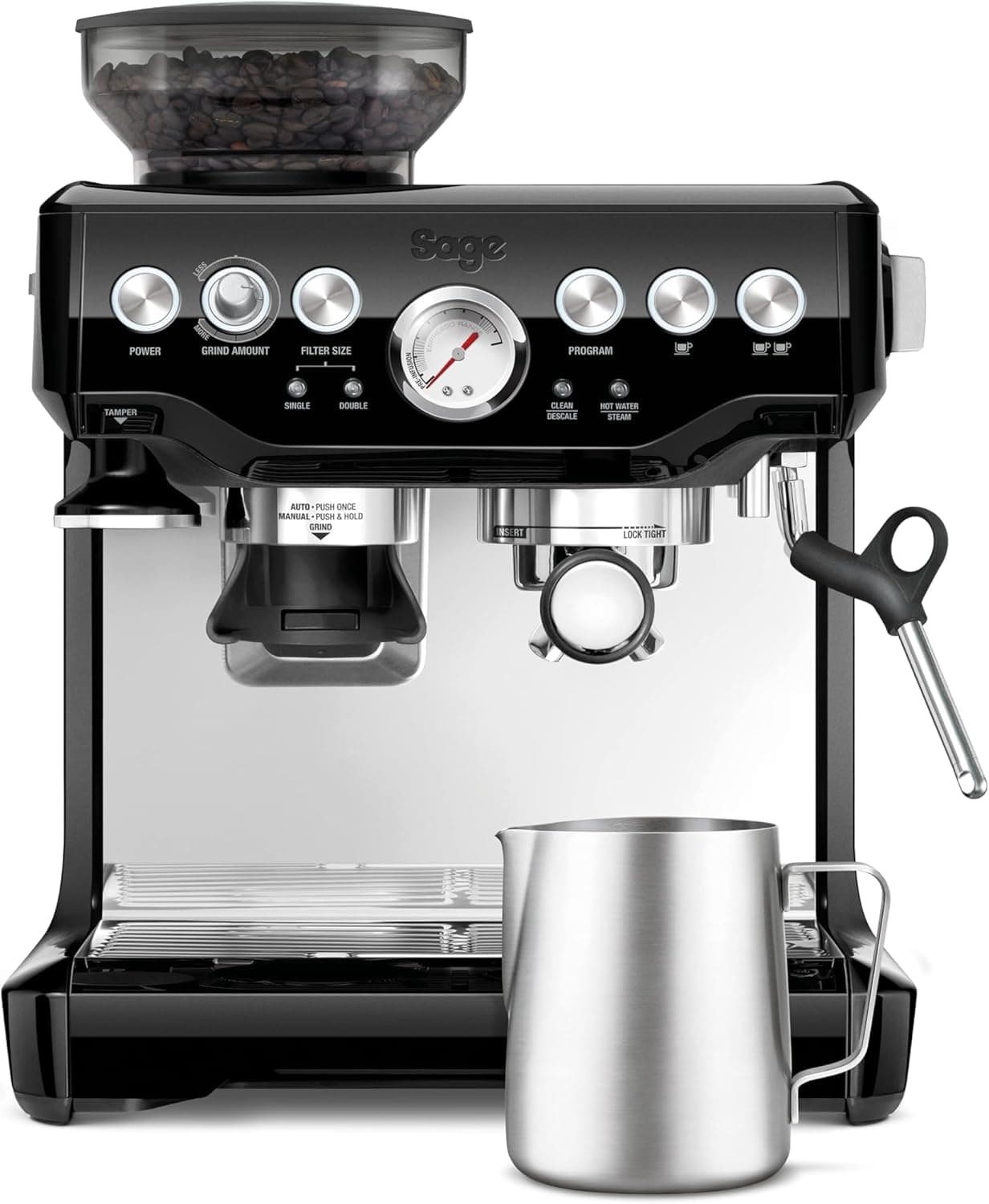 Sage Barista Express, Cafetera con Molinillo Integrado, Sésamo Negro