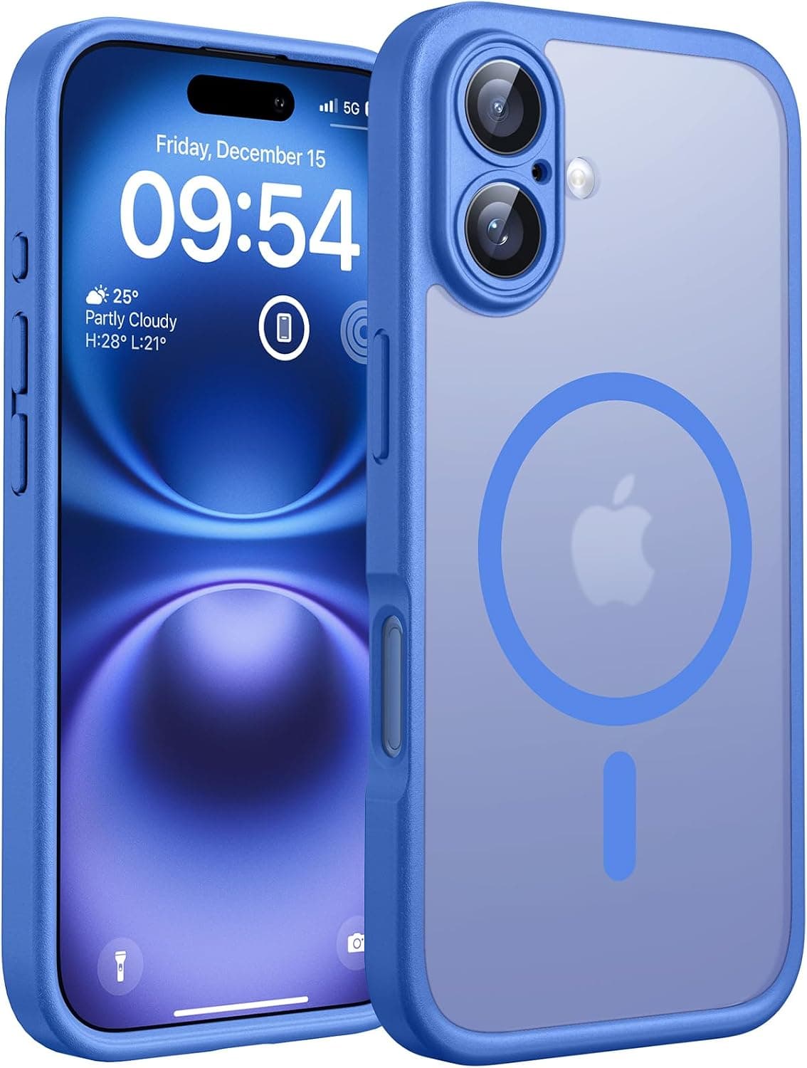 TOCOL Funda para iPhone 16 (6,1"), Compatible con MagSafe, Azul Ultramar