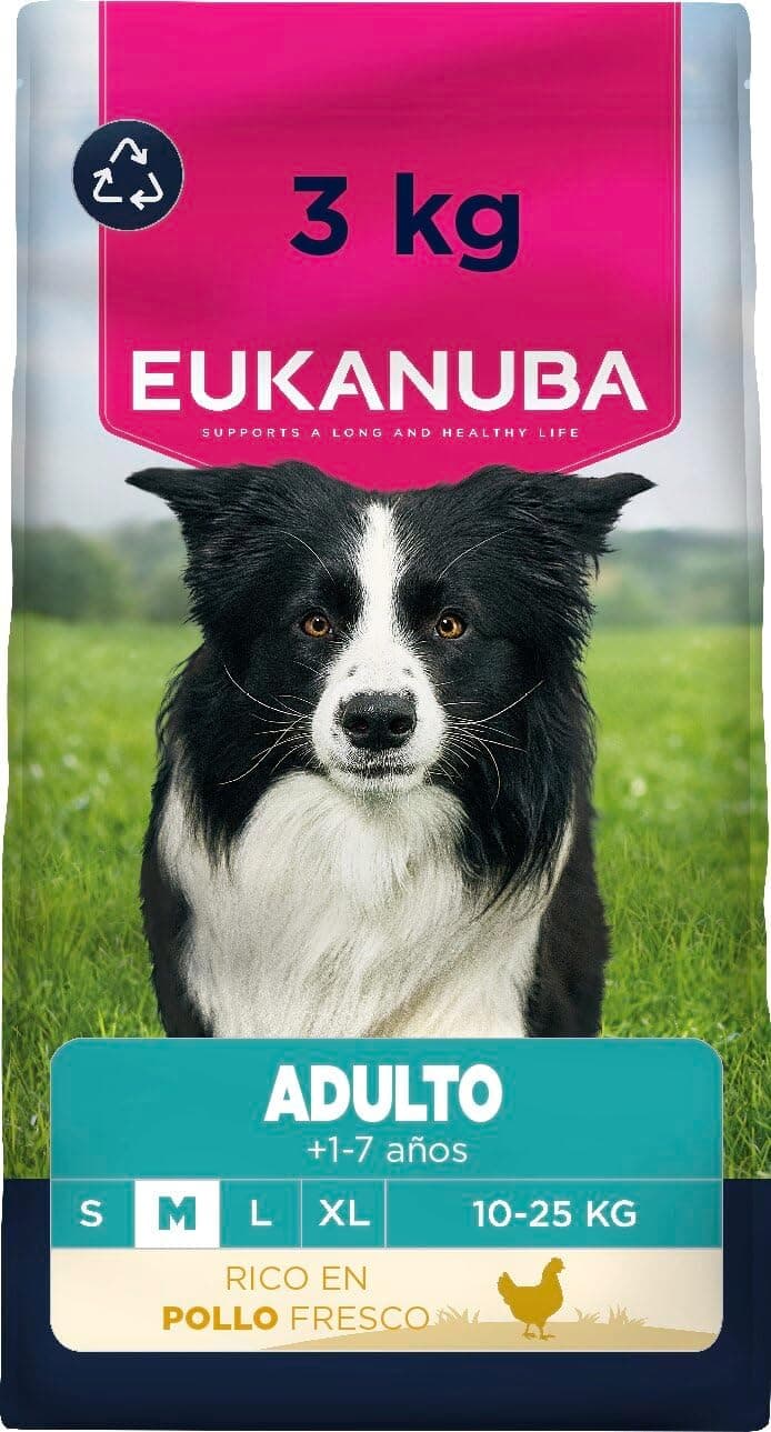 Eukanuba, alimento para Perros con Pollo Fresco para Razas Medianas - Alimento seco Premium para Perros Adultos, 3 kg