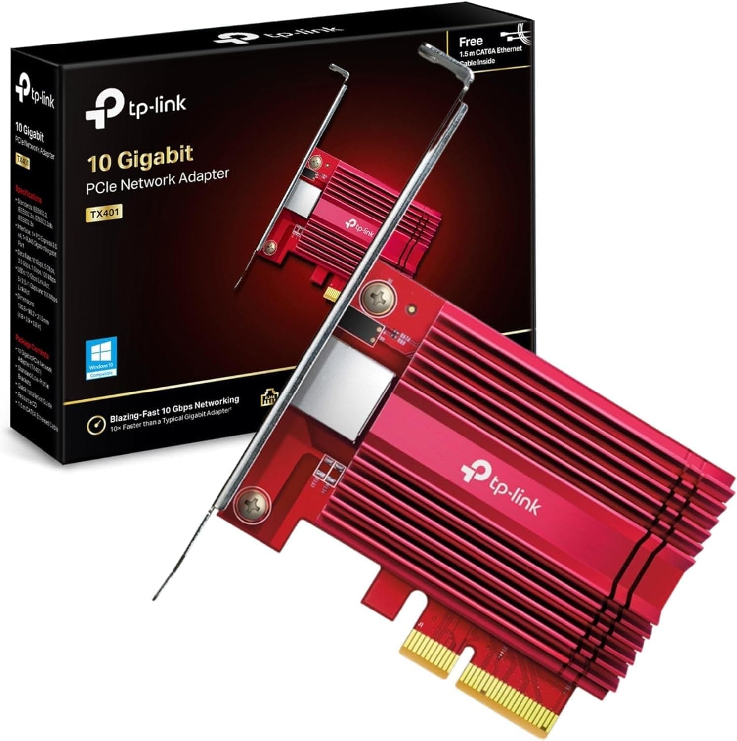 TP-Link TX401-Tarjeta de Red PCIe Ethernet, 10 Gbps, Gigabit, Windows&Linux