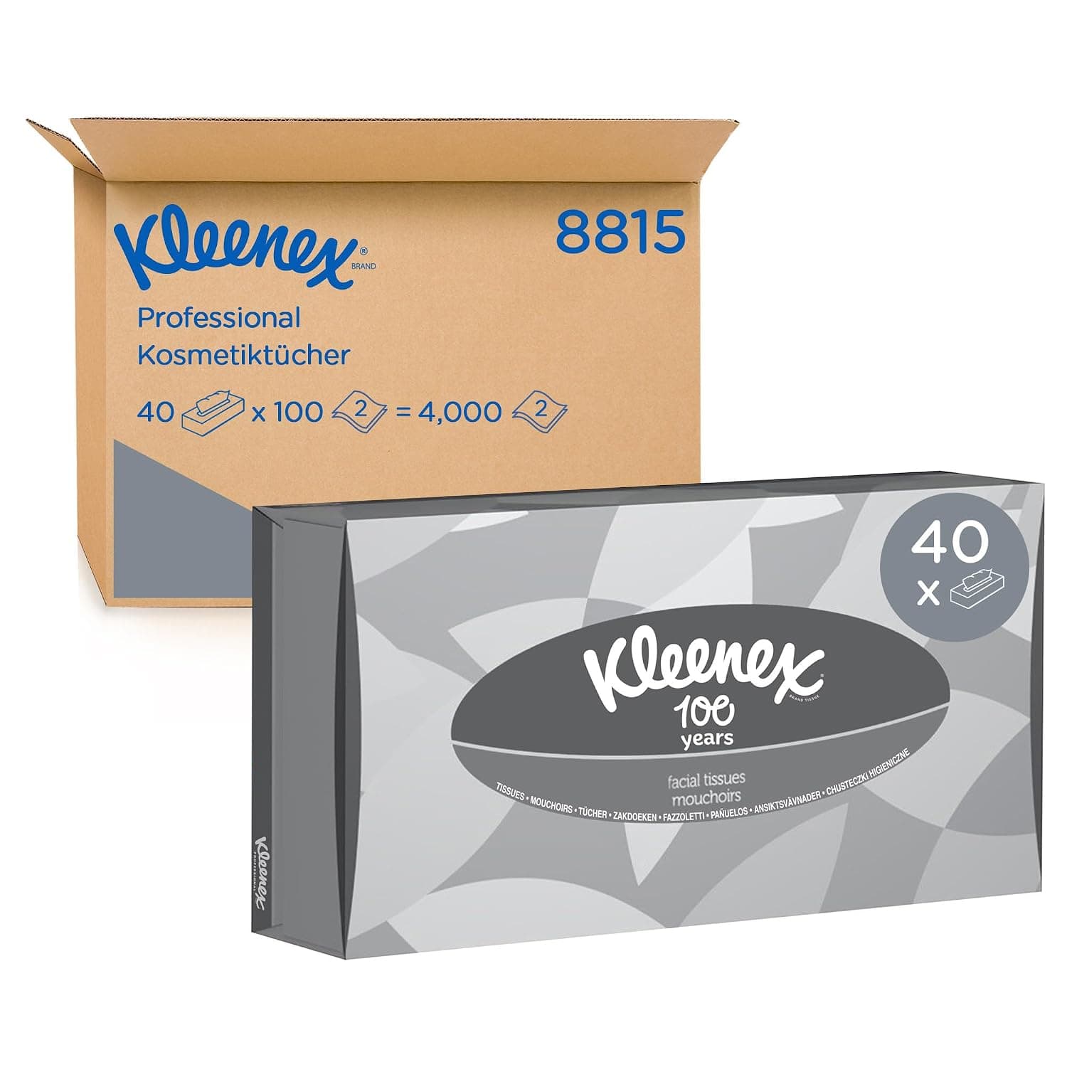 Kleenex Caja de Pañuelos 8815, 2 Capas, sin Fragancia, 40x100 Hojas