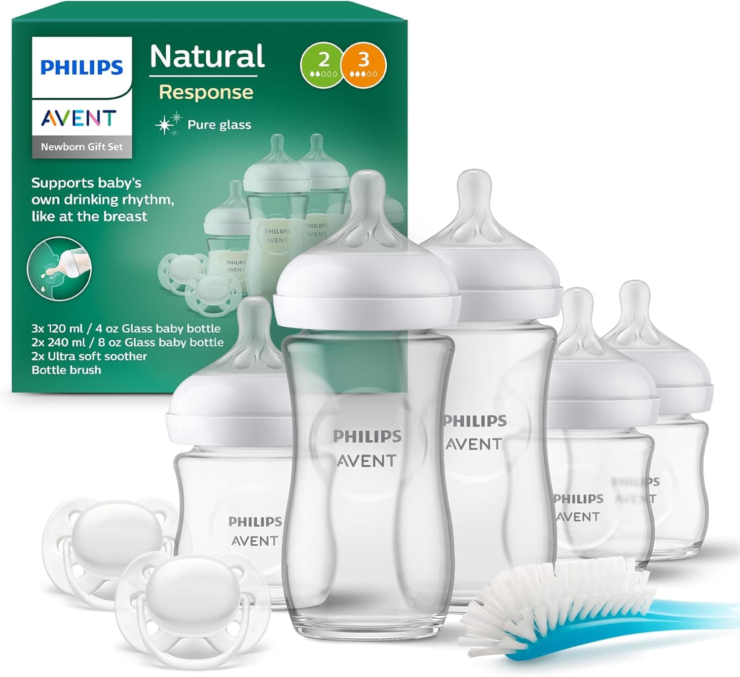 Set nascita biberon in vetro naturale - PHILIPS AVENT - Kit neonato - 240 ml - Misto