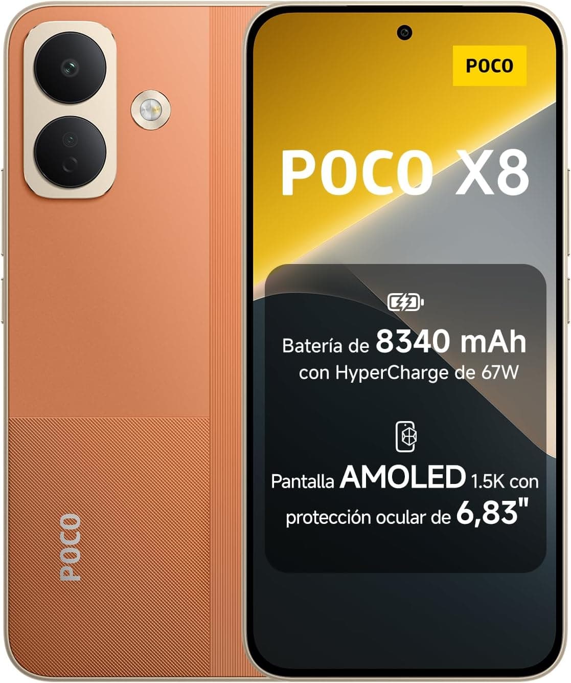 POCO X8, Smartphone 8G+256GB, Naranja, batería de 8340mAh, carga de 67 W