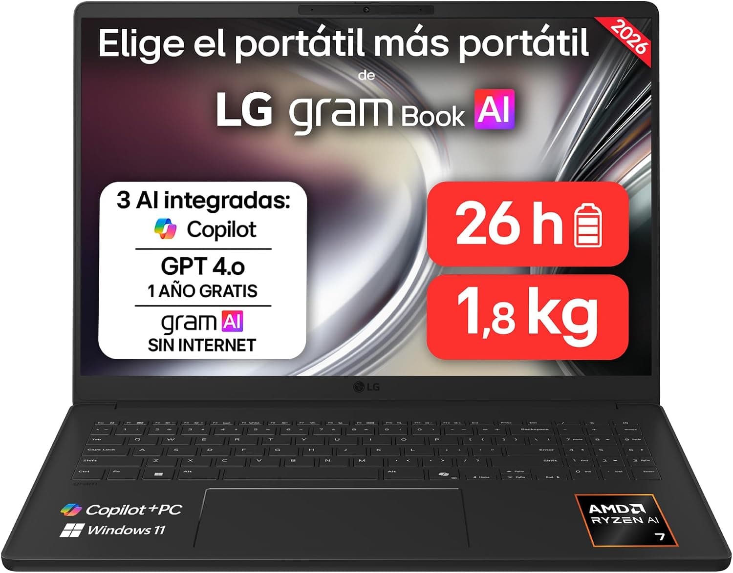 LG gram 16U55U-G.AU85BN - Ordenador Portátil, 32 GB RAM, 512 GB SSD, 16"
