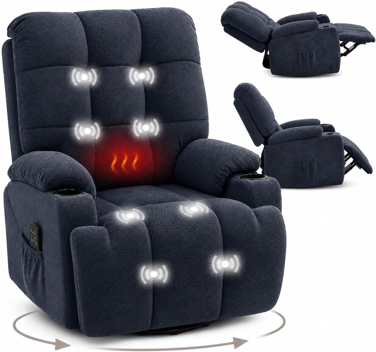 FLEXISPOT Sillón Relax Eléctrico Giratorio 270°, Masaje y Calor,Carga 200kg