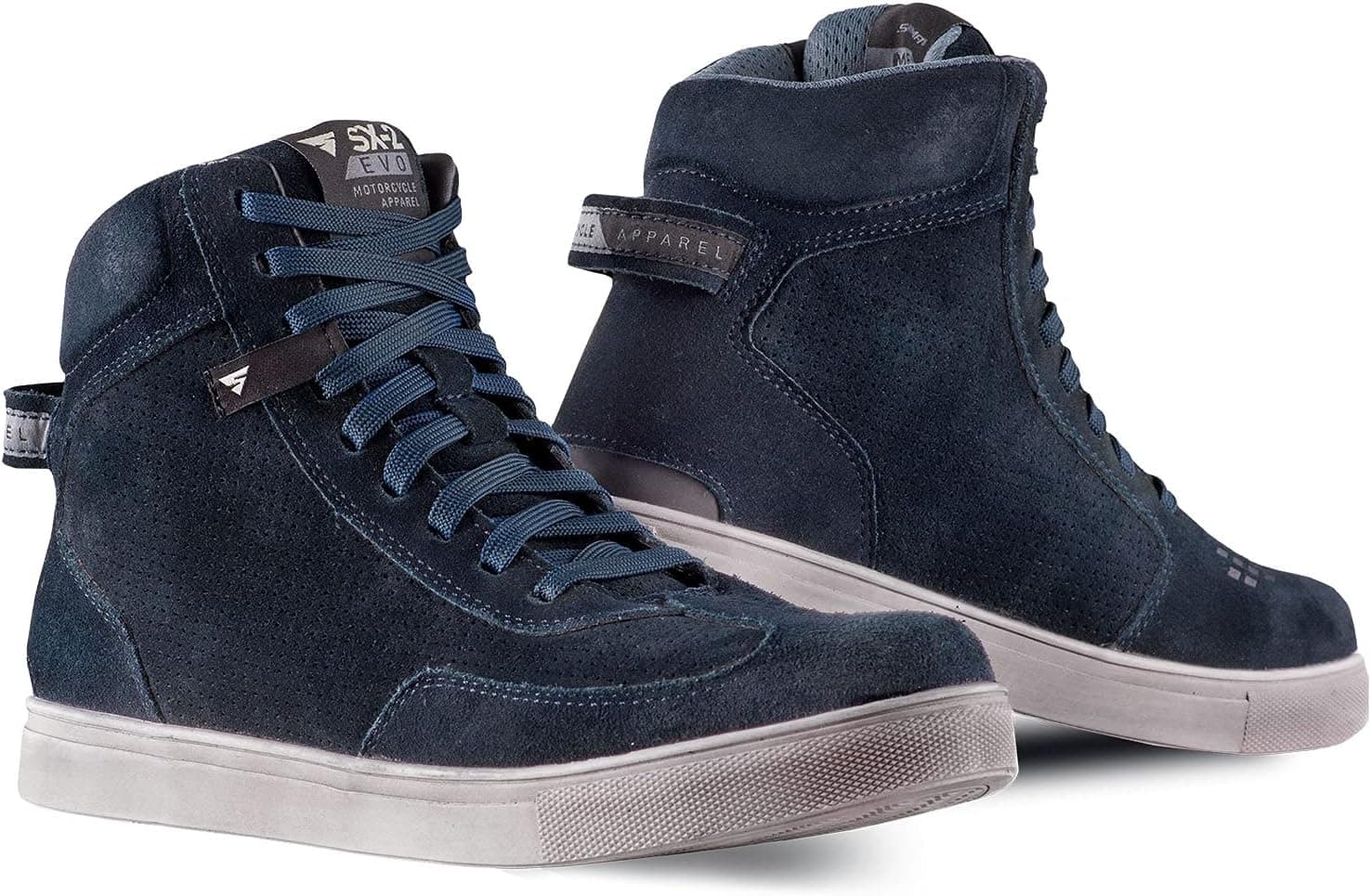 SHIMA SX-2 EVO Botas Moto Hombre - Zapatillas Moto de Cuero, Transpirables, Reforzados con Soporte el Tobillo, Suela Antideslizante, Almohadilla el Engranaje (Azul, 41)