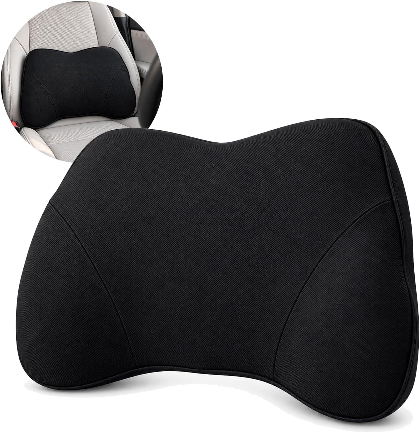 Cojín Lumbar para Coche, Soporte Lumbar Ergonómico para Asiento de Coche, Cojín de Espalda Cómodo para Conducir, Oficina y Silla, Negro