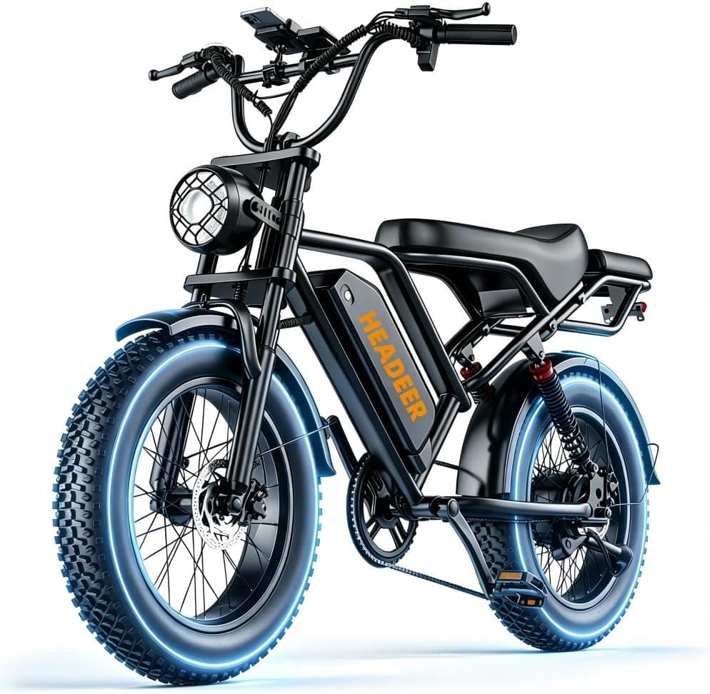 BK20 Bicicleta eléctrica para Adultos, 48 V, 20 Ah, autonomía de 60-100 km, Bicicleta eléctrica de 20 Pulgadas, Doble suspensión, Cambio de 7 velocidades, Frenos de Disco Dobles