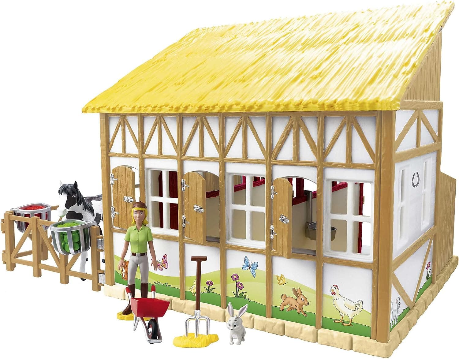 CRAZE Conjunto de establo de Caballos Bibi y Tina Conjunto de Juego Martinshof con Caballos, Figuras y Accesorios Bibi Blocksberg 35009 Granja de Caballos, Mezcla