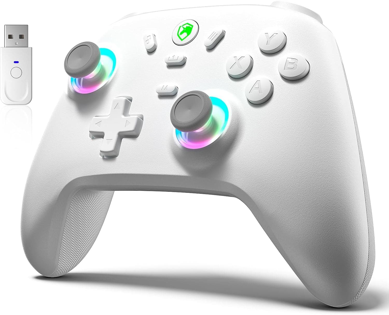 ECHTPower Mando PC Inalámbrico, 1000Hz Taza, 3 Modos, Bluetooth+2.4G+Cable, Hall Joystick, 800mAh Batería, con Turbo y Vibración Ajustable, Mando Gaming con Luces para PC/Switch/iOS/Android